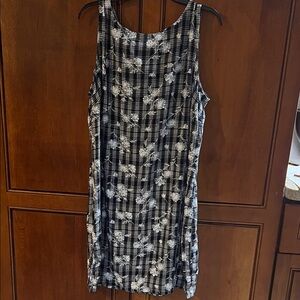 Floral Navy and White Sleeveless Dress